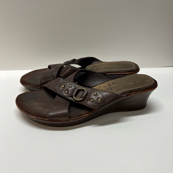 THOM MCAN vintage bohemian strappy brown leather slide on sandals size 9 - Picture 3 of 9